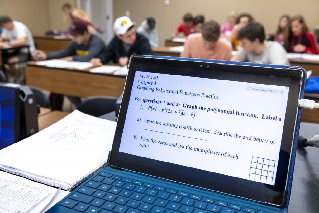 A math student's tablet displaying geometry classwork